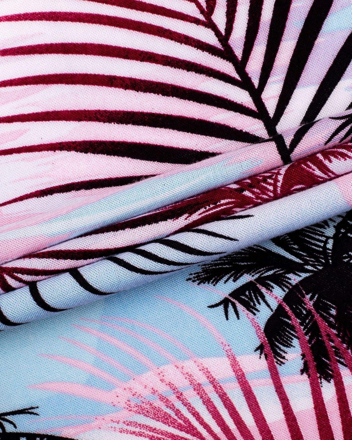 imageAlimens ampamp Gentle Hawaiian Shirt for Men Summer Beach Casual Short Sleeve Button Down Shirts Printed Tropical Vacation ShirtsRosy White Palm