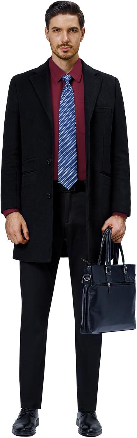 imageAlimens ampamp Gentle Mens Dress Shirts 4Way Stretch Long Sleeve Collared Casual Solid Wedding Dating Button Down ShirtBurgundy