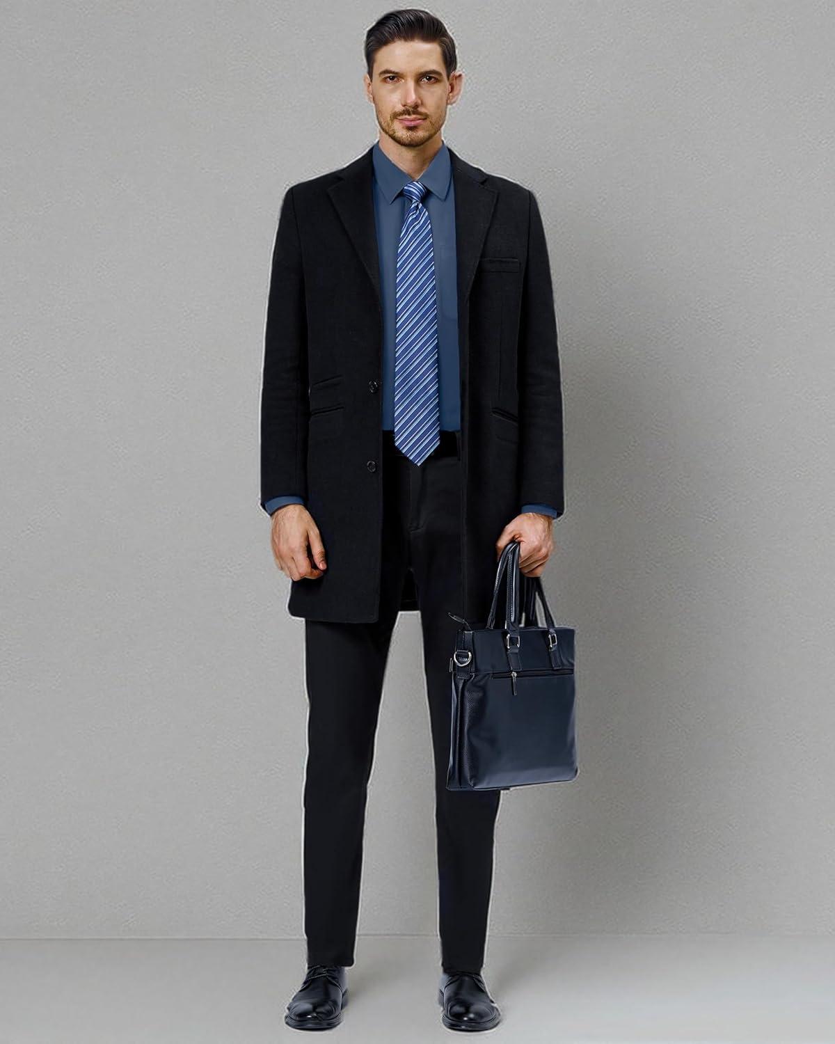 imageAlimens ampamp Gentle Mens Dress Shirts 4Way Stretch Long Sleeve Collared Casual Solid Wedding Dating Button Down ShirtDusty Blue