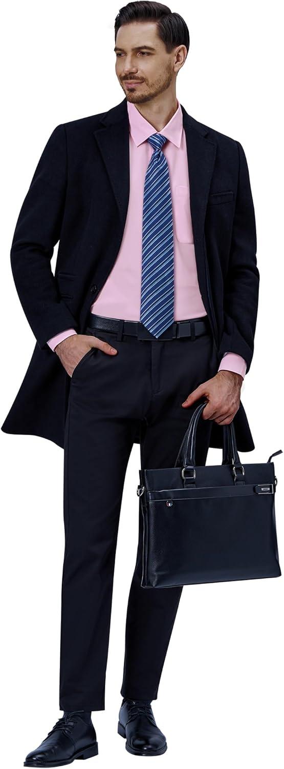 imageAlimens ampamp Gentle Mens Dress Shirts 4Way Stretch Long Sleeve Collared Casual Solid Wedding Dating Button Down ShirtPink