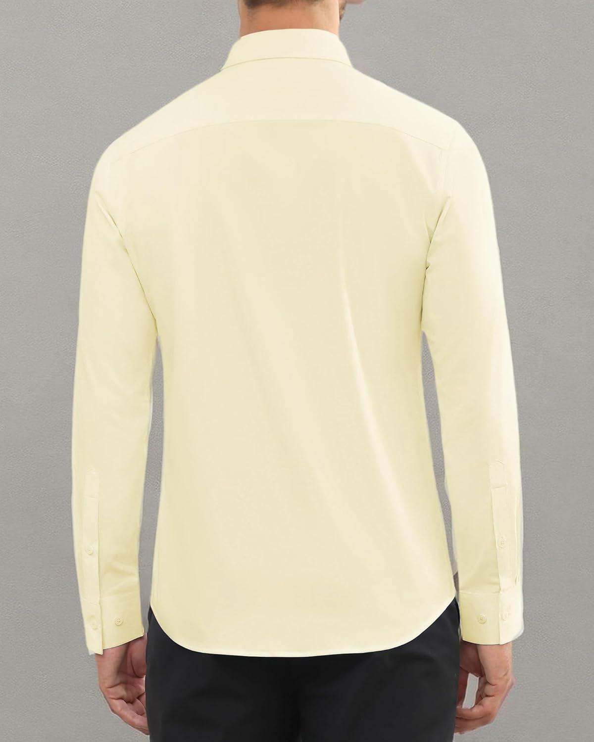 imageAlimens ampamp Gentle Mens Dress Shirts Long Sleeve Wrinkle Free Stretch Business Casual Button Down ShirtsYellow