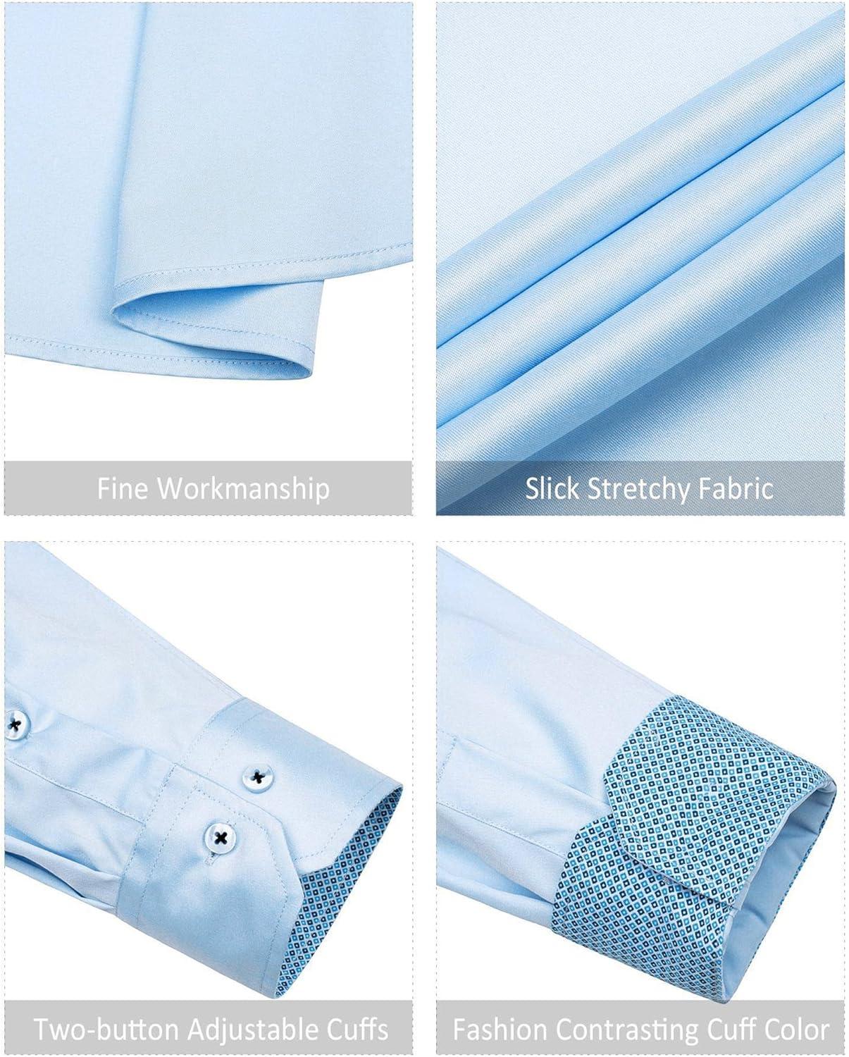 imageAlimens ampamp Gentle Mens Dress Shirts Long Sleeve WrinkleFree Business Casual Button Down ShirtBlue