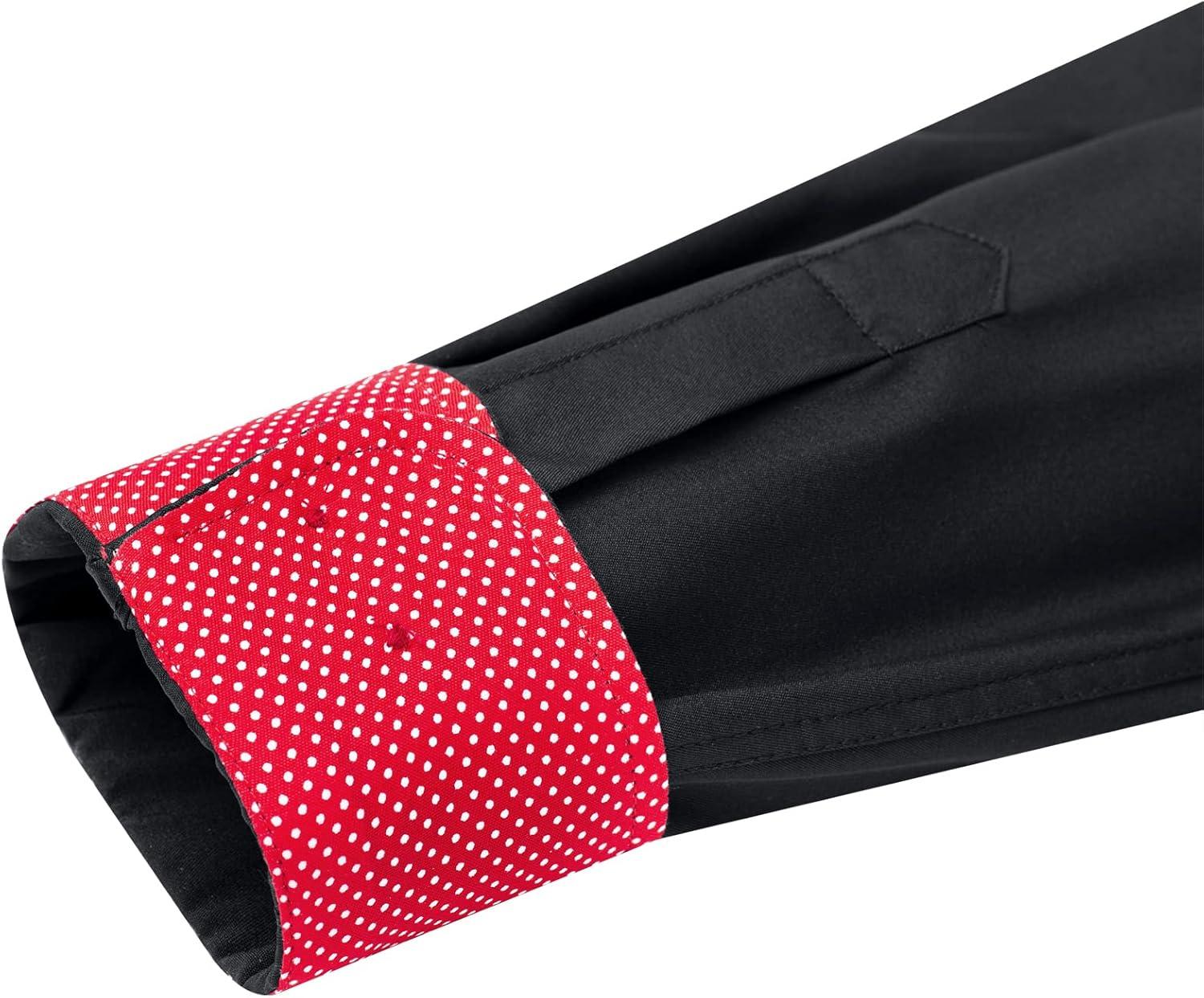 imageAlimens ampamp Gentle Mens Dress Shirts Long Sleeve WrinkleFree Business Casual Button Down ShirtFlex Black Red