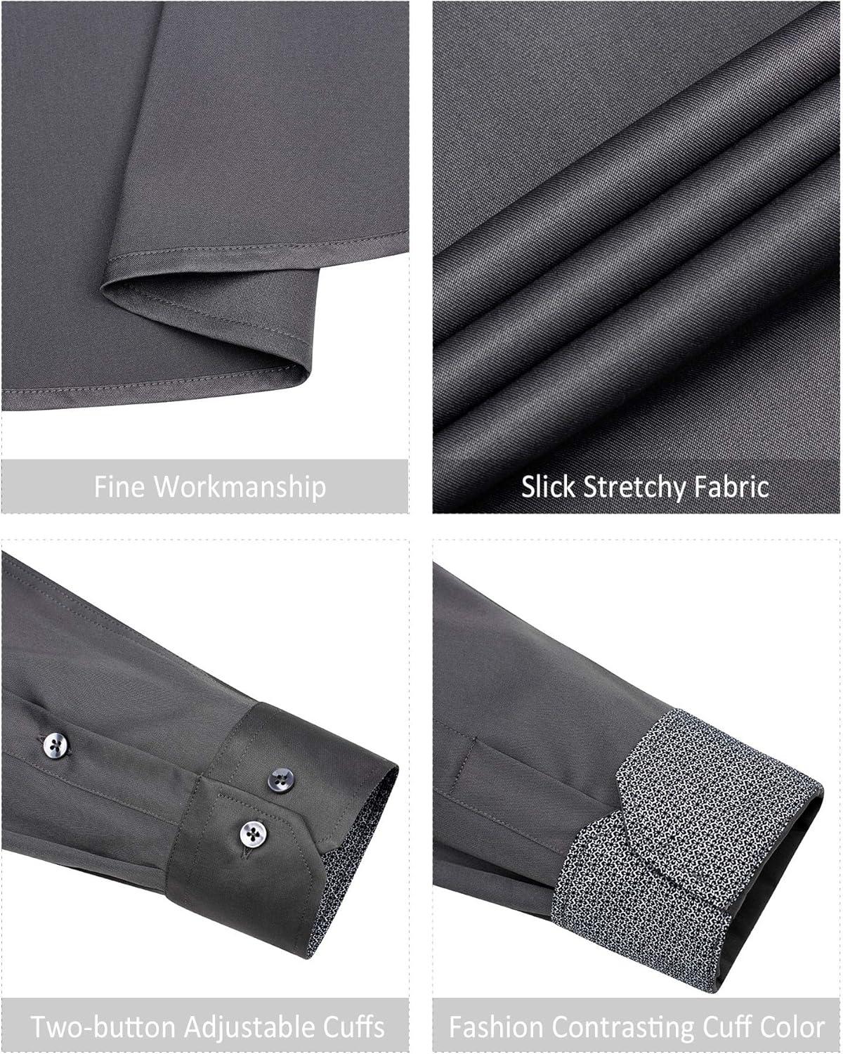 imageAlimens ampamp Gentle Mens Dress Shirts Long Sleeve WrinkleFree Business Casual Button Down ShirtGrey Black