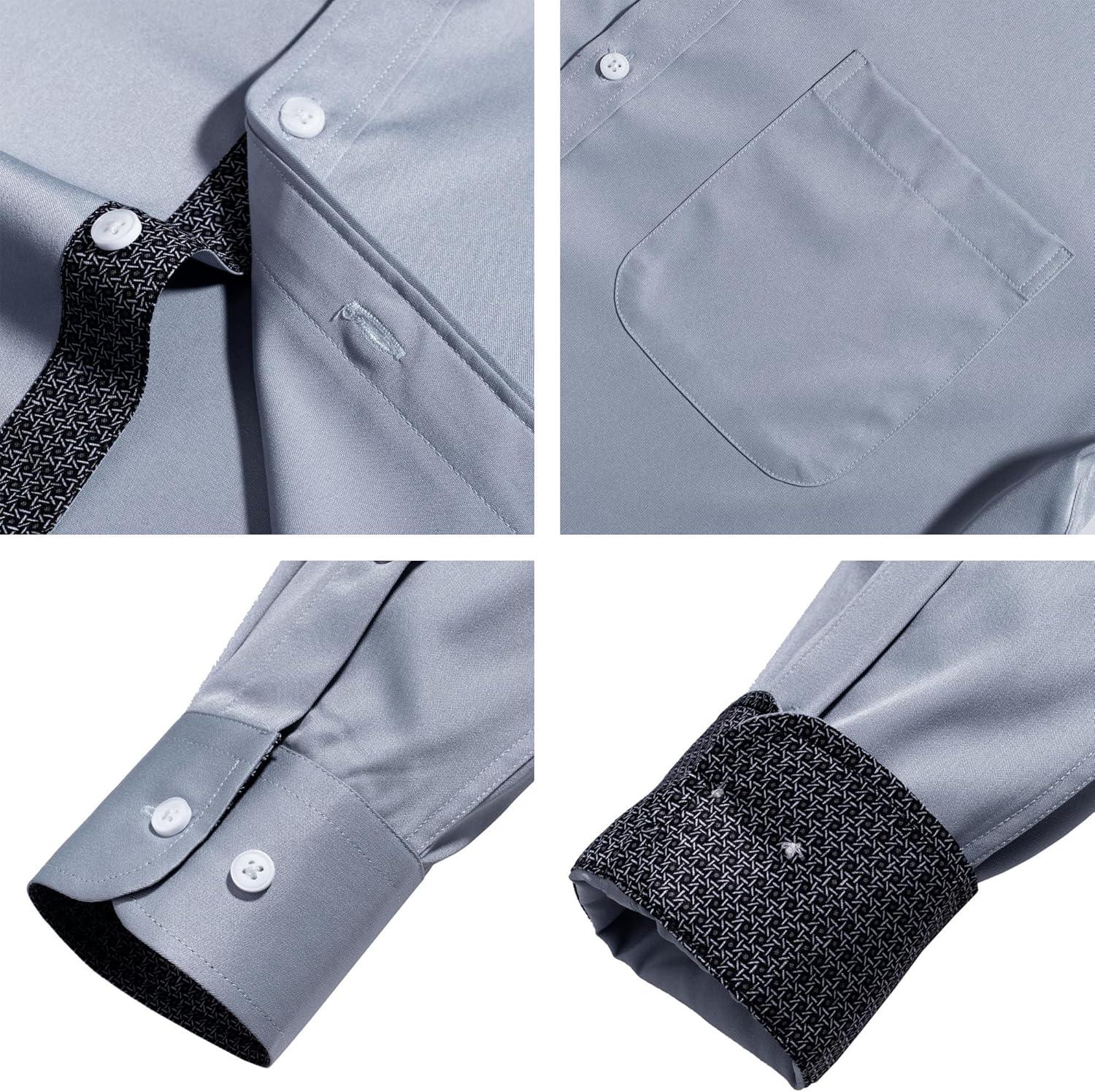 imageAlimens ampamp Gentle Mens Dress Shirts Long Sleeve WrinkleFree Business Casual Button Down ShirtLight Blue