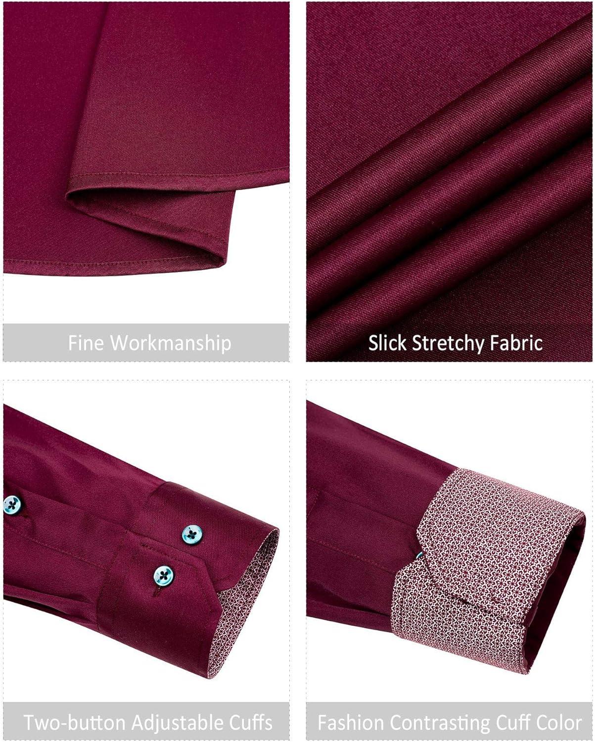 imageAlimens ampamp Gentle Mens Dress Shirts Long Sleeve WrinkleFree Business Casual Button Down ShirtWine Red