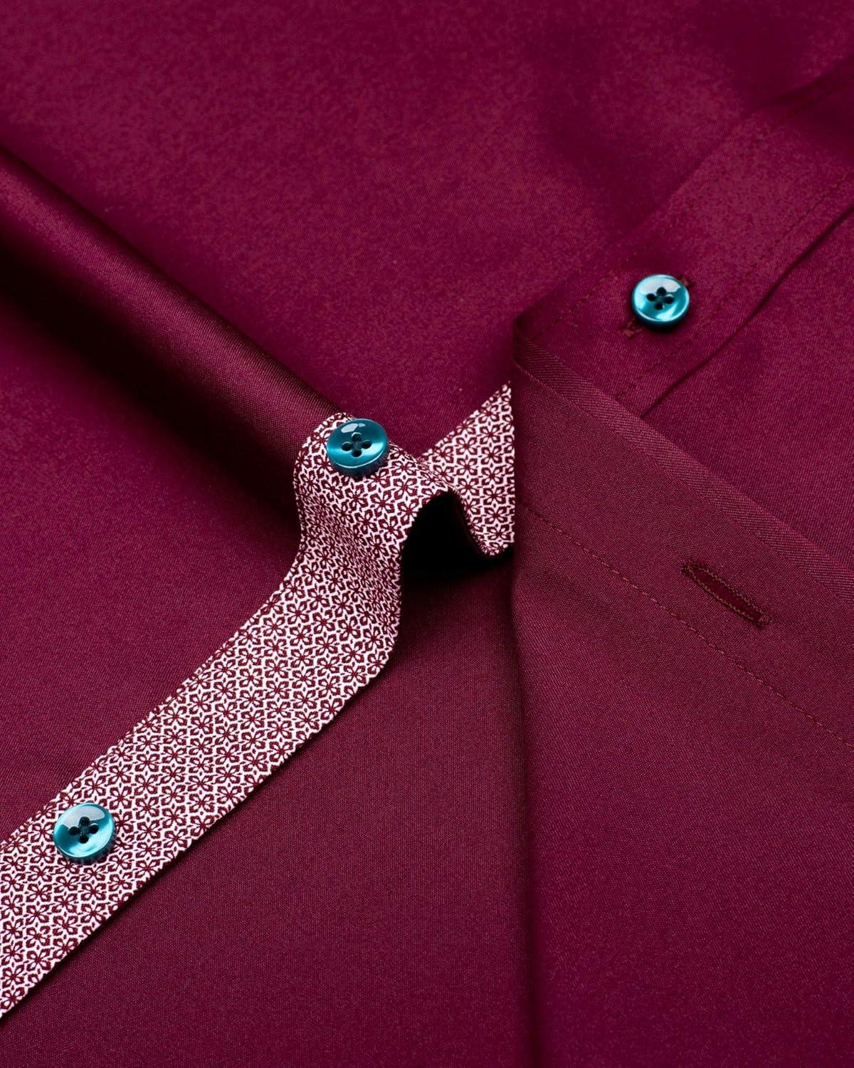 imageAlimens ampamp Gentle Mens Dress Shirts Long Sleeve WrinkleFree Business Casual Button Down ShirtWine Red