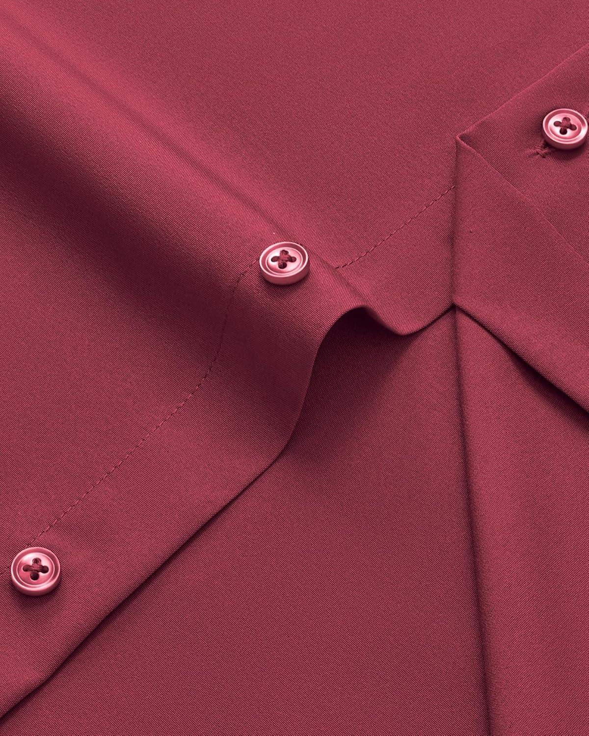 imageAlimens ampamp Gentle Mens Dress Shirts Stretch Long Sleeve Wrinkle Free Business Casual Button Down Shirt for WeddingBurgundy