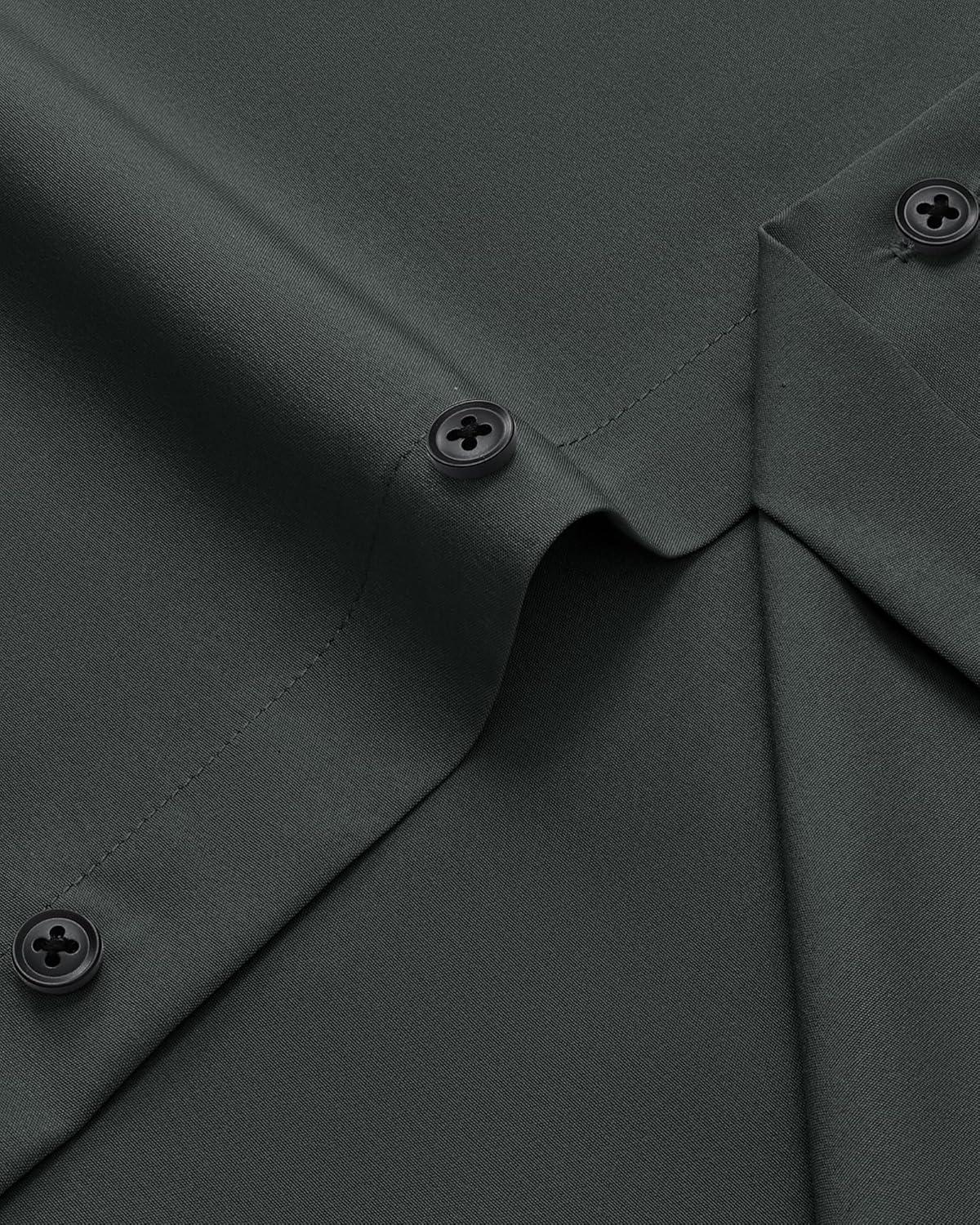 imageAlimens ampamp Gentle Mens Dress Shirts Stretch Long Sleeve Wrinkle Free Business Casual Button Down Shirt for WeddingCharcoal