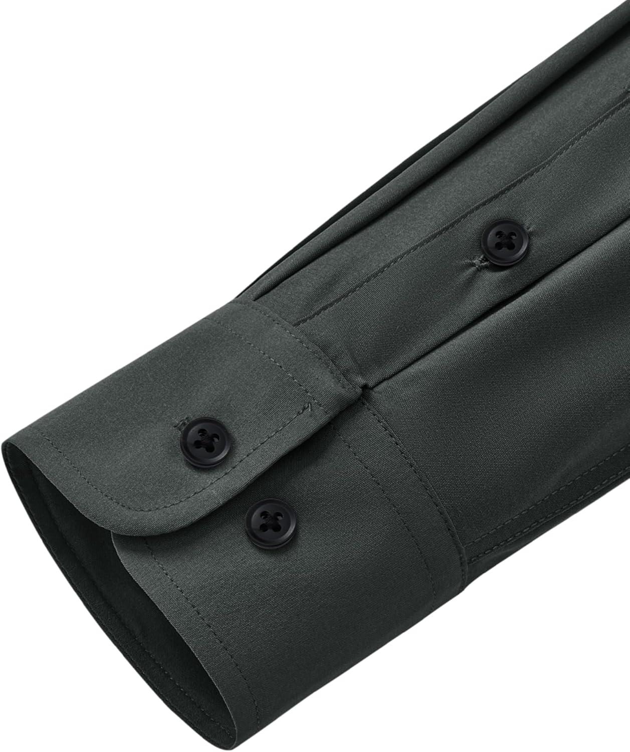 imageAlimens ampamp Gentle Mens Dress Shirts Stretch Long Sleeve Wrinkle Free Business Casual Button Down Shirt for WeddingCharcoal