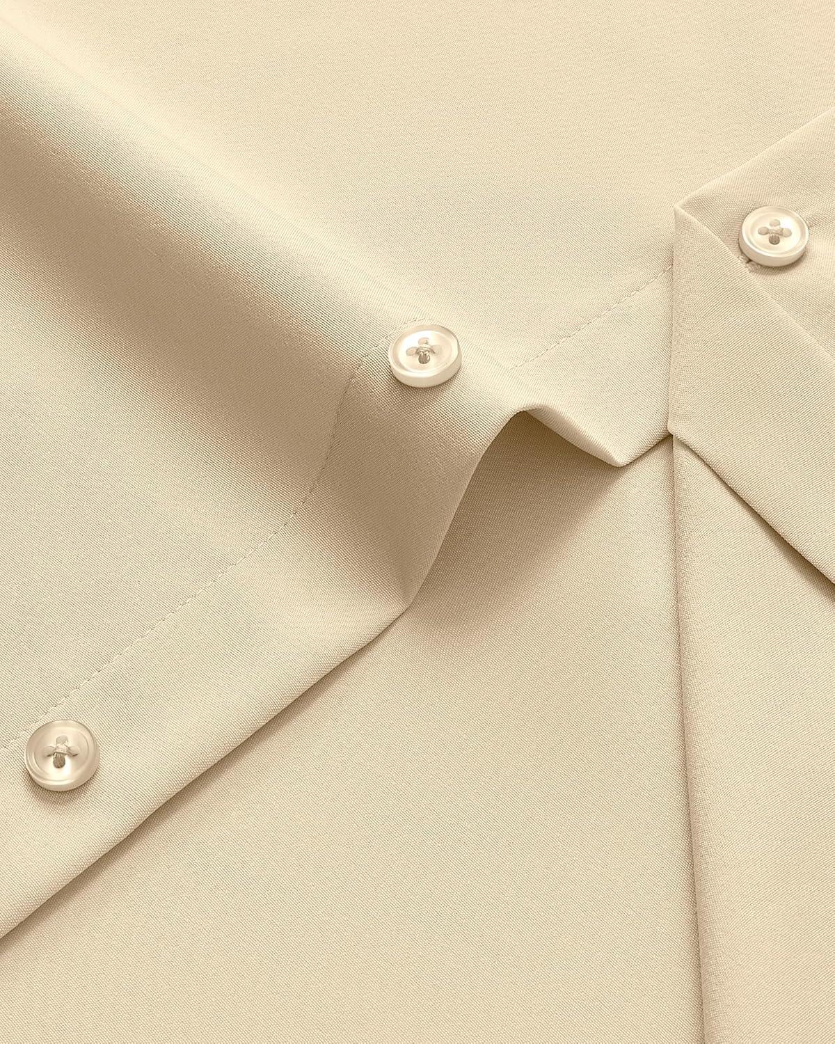 imageAlimens ampamp Gentle Mens Dress Shirts Stretch Long Sleeve Wrinkle Free Business Casual Button Down Shirt for WeddingKhaki