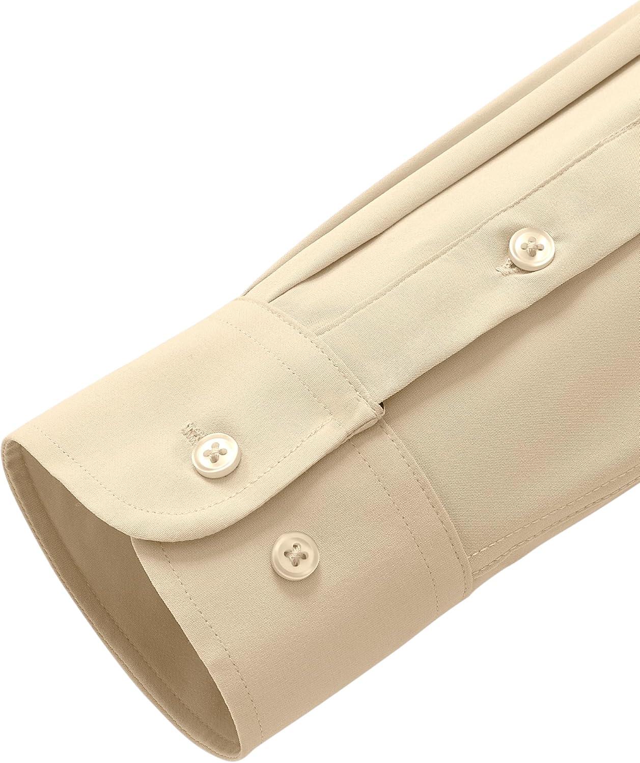 imageAlimens ampamp Gentle Mens Dress Shirts Stretch Long Sleeve Wrinkle Free Business Casual Button Down Shirt for WeddingKhaki
