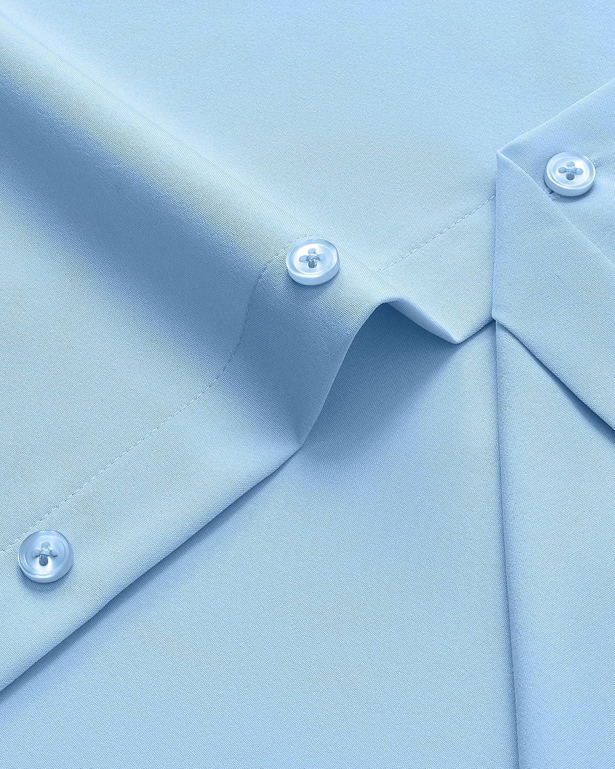 imageAlimens ampamp Gentle Mens Dress Shirts Stretch Long Sleeve Wrinkle Free Business Casual Button Down Shirt for WeddingLight Blue