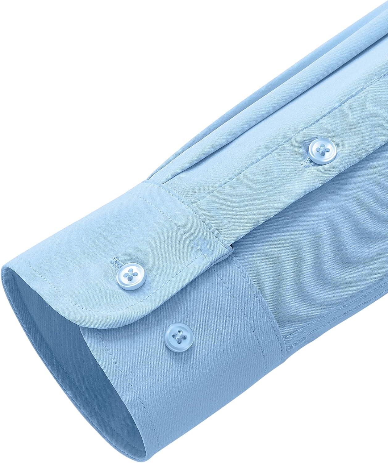 imageAlimens ampamp Gentle Mens Dress Shirts Stretch Long Sleeve Wrinkle Free Business Casual Button Down Shirt for WeddingLight Blue