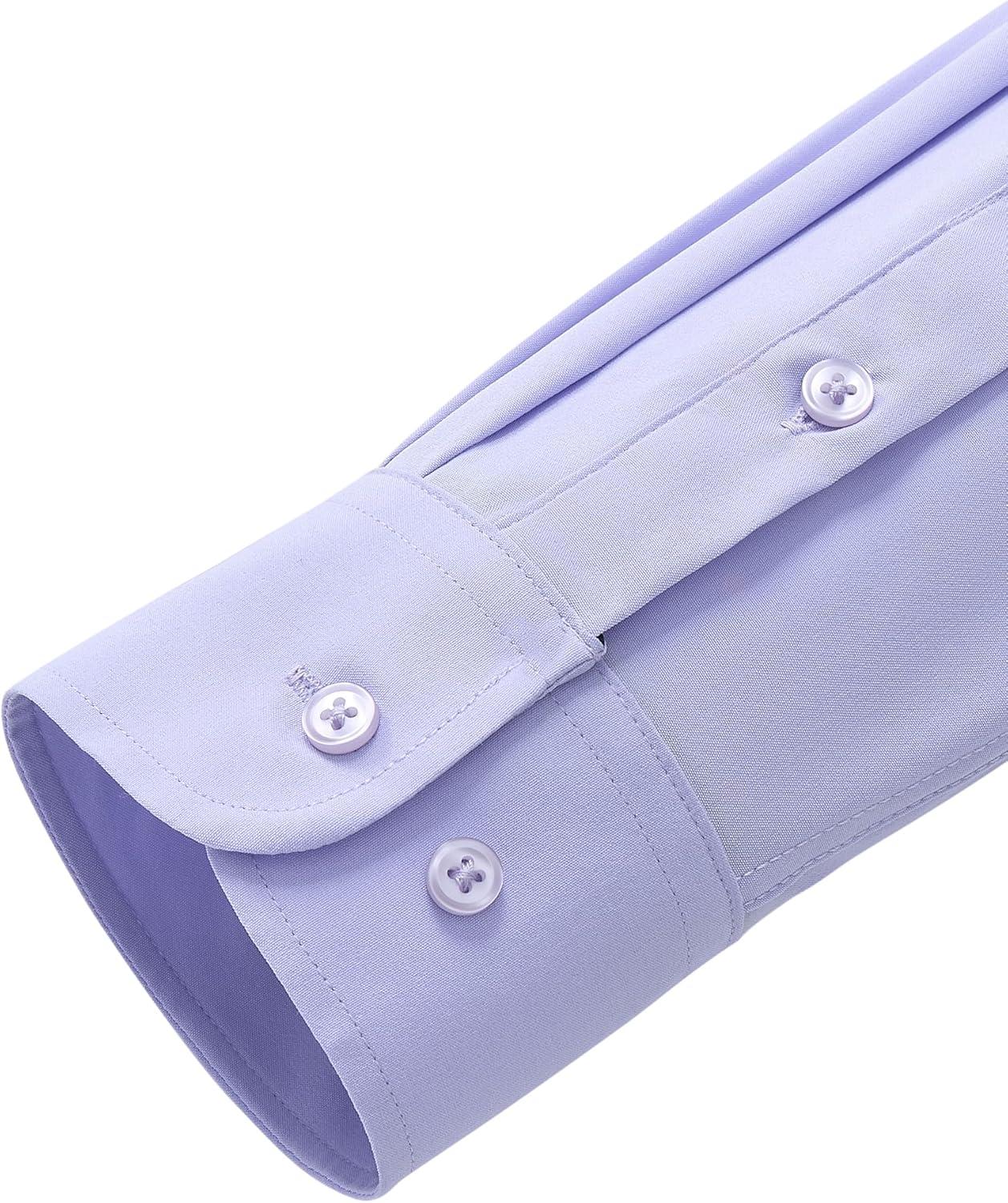imageAlimens ampamp Gentle Mens Dress Shirts Stretch Long Sleeve Wrinkle Free Business Casual Button Down Shirt for WeddingLight Purple