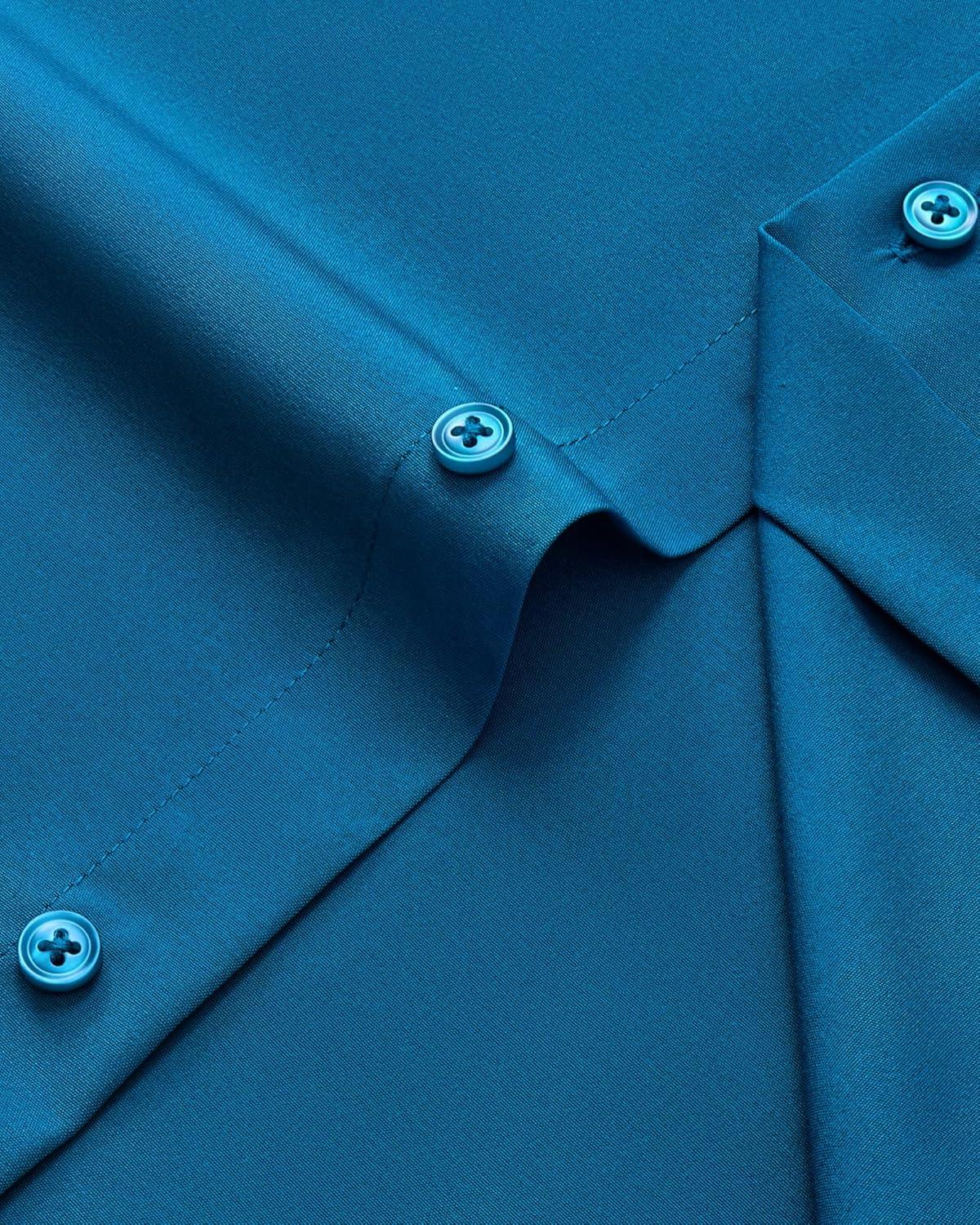 imageAlimens ampamp Gentle Mens Dress Shirts Stretch Long Sleeve Wrinkle Free Business Casual Button Down Shirt for WeddingPeacock Blue