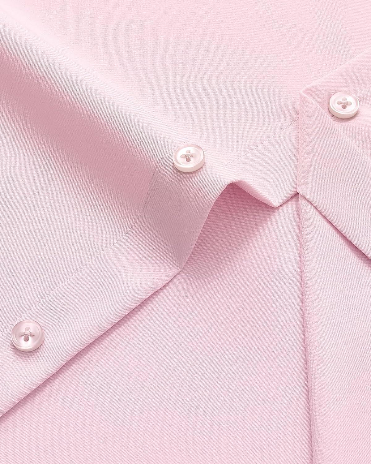 imageAlimens ampamp Gentle Mens Dress Shirts Stretch Long Sleeve Wrinkle Free Business Casual Button Down Shirt for WeddingPink