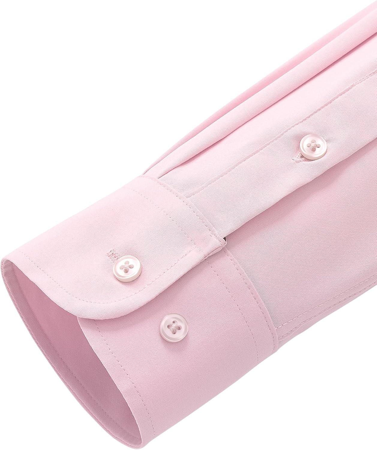 imageAlimens ampamp Gentle Mens Dress Shirts Stretch Long Sleeve Wrinkle Free Business Casual Button Down Shirt for WeddingPink