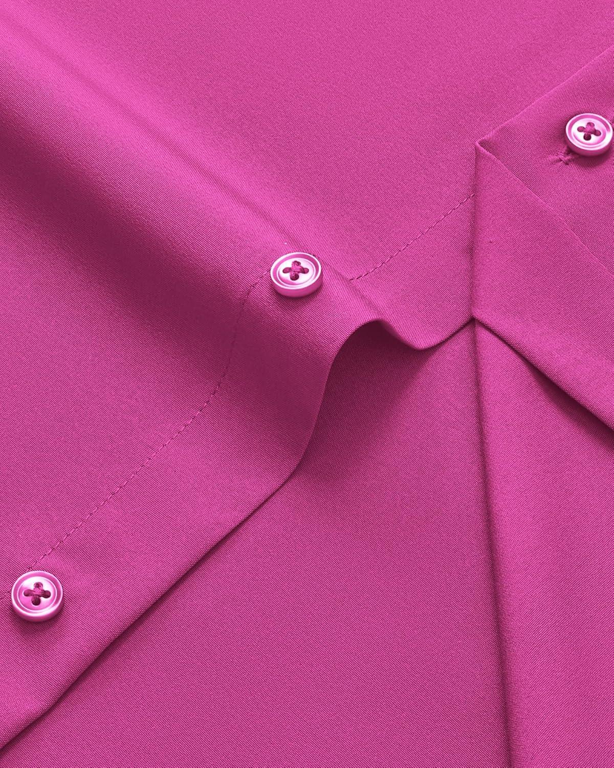 imageAlimens ampamp Gentle Mens Dress Shirts Stretch Long Sleeve Wrinkle Free Business Casual Button Down Shirt for WeddingRose Pink