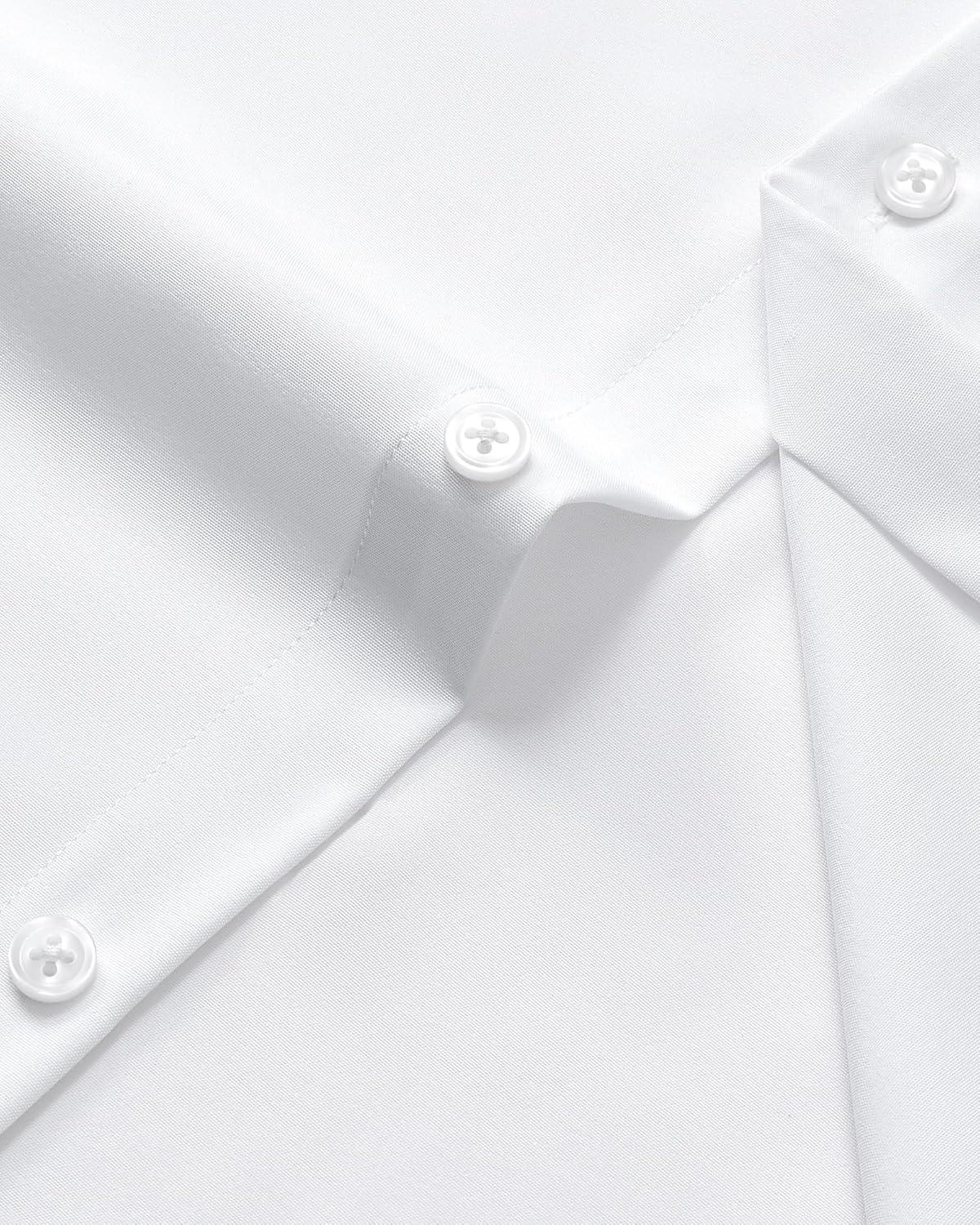 imageAlimens ampamp Gentle Mens Dress Shirts Stretch Long Sleeve Wrinkle Free Business Casual Button Down Shirt for WeddingWhite