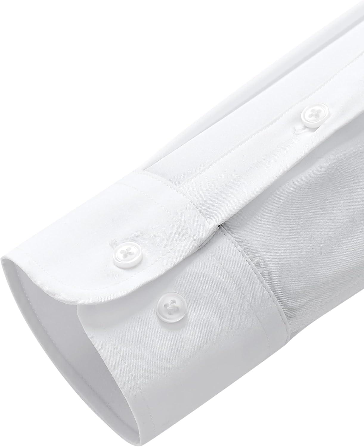 imageAlimens ampamp Gentle Mens Dress Shirts Stretch Long Sleeve Wrinkle Free Business Casual Button Down Shirt for WeddingWhite