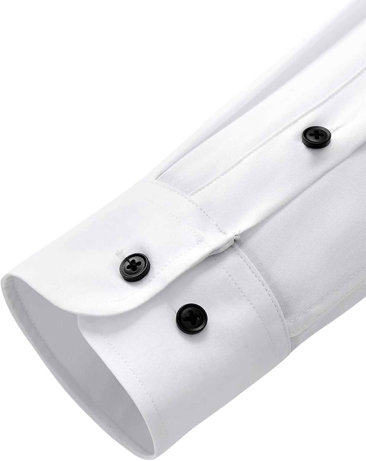 imageAlimens ampamp Gentle Mens Dress Shirts Stretch Long Sleeve Wrinkle Free Business Casual Button Down Shirt for WeddingWhite Black