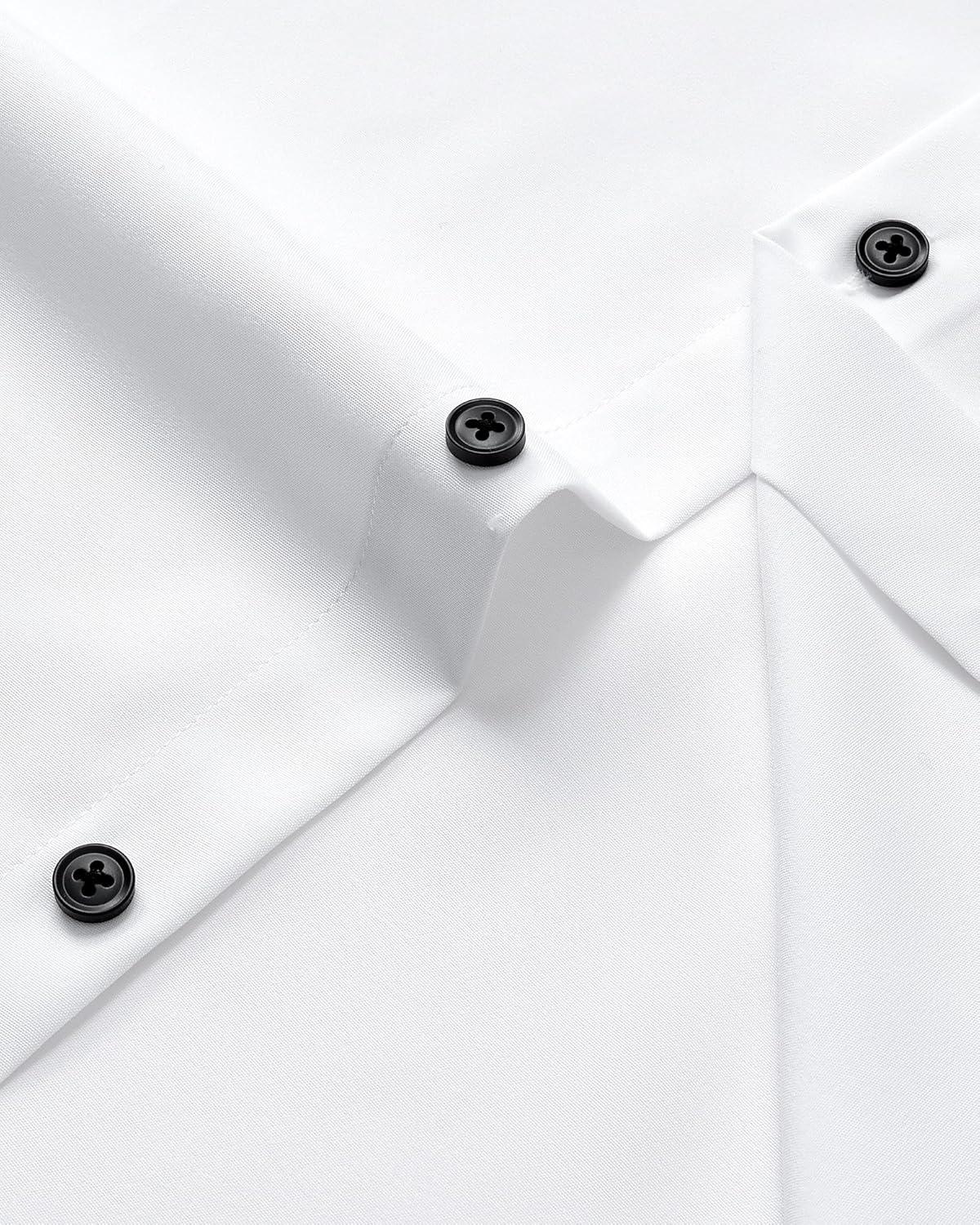 imageAlimens ampamp Gentle Mens Dress Shirts Stretch Long Sleeve Wrinkle Free Business Casual Button Down Shirt for WeddingWhite Black