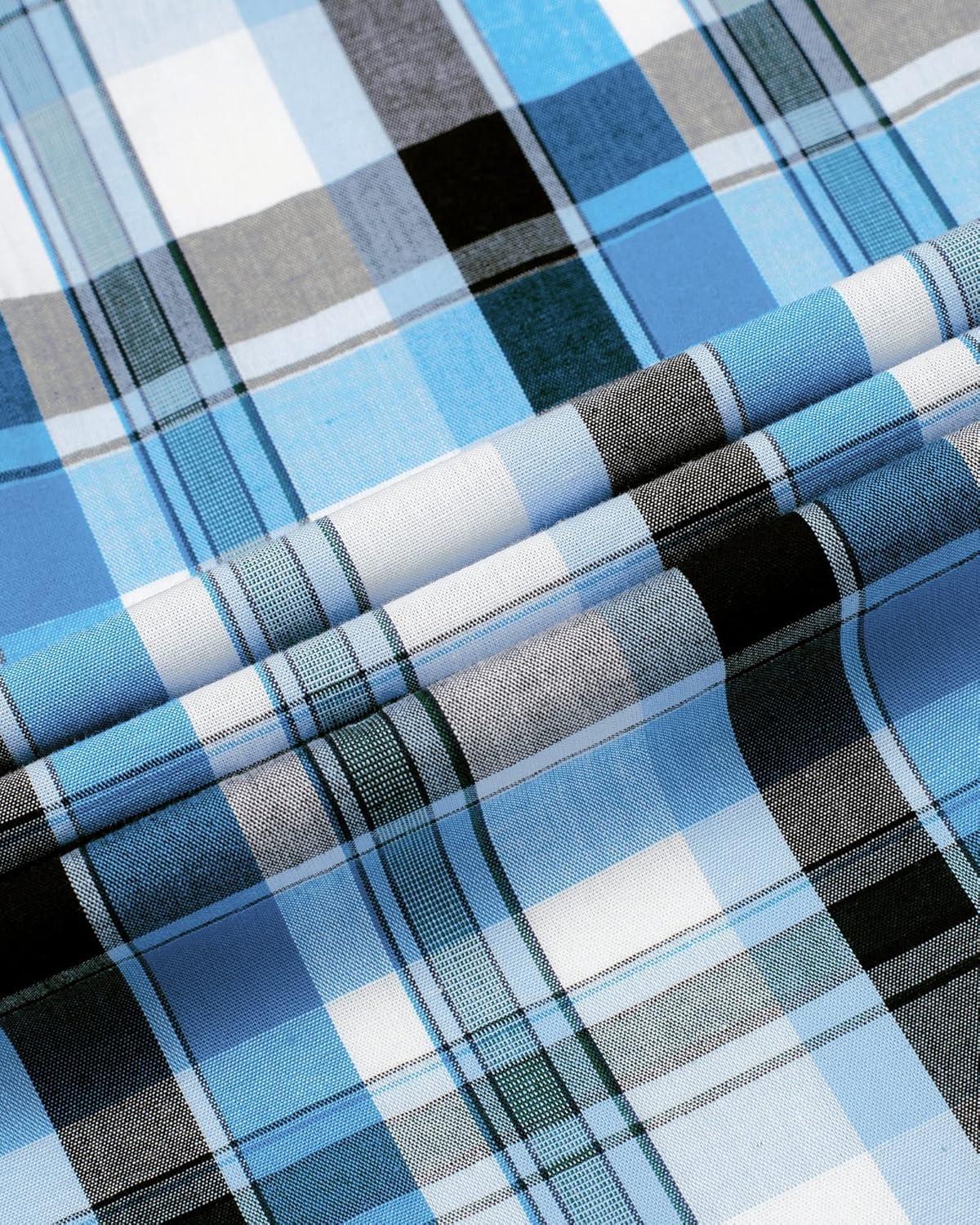 imageAlimens ampamp Gentle Mens Plaid Button Down Shirts Cotton Long Sleeve Dress Shirts Regular Fit Gingham ShirtsBlackBlue plaid