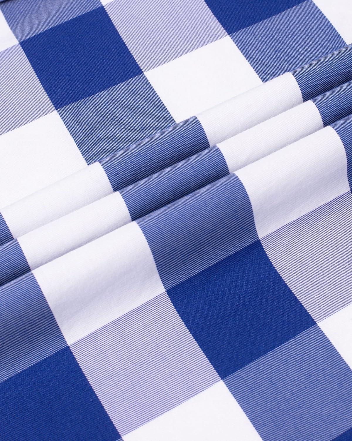 imageAlimens ampamp Gentle Mens Plaid Button Down Shirts Cotton Long Sleeve Dress Shirts Regular Fit Gingham ShirtsBlue Buffalo Check