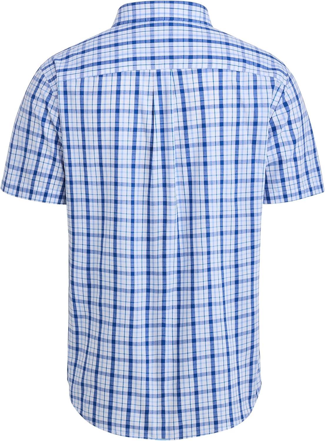 imageAlimens ampamp Gentle Mens Plaid Short Sleeve Button Down Shirts Cotton Regular Fit Casual Gingham ShirtsBlue Navy Plaid