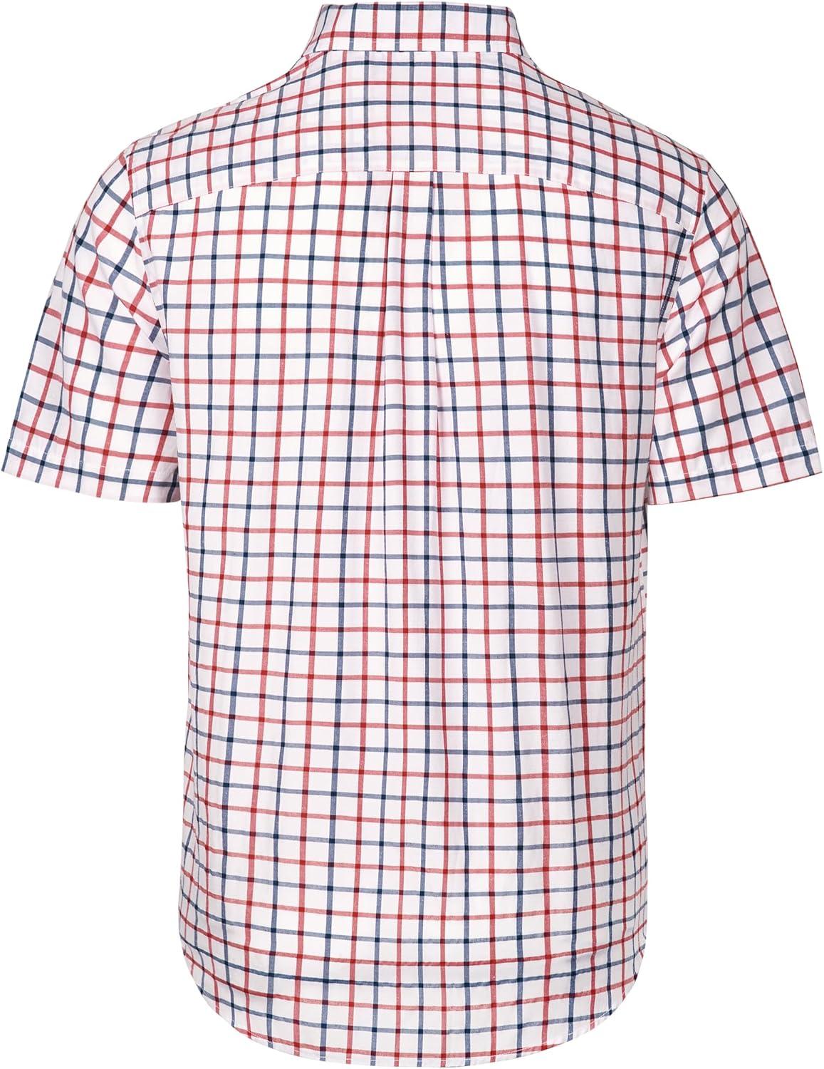 imageAlimens ampamp Gentle Mens Plaid Short Sleeve Button Down Shirts Cotton Regular Fit Casual Gingham ShirtsRed Check