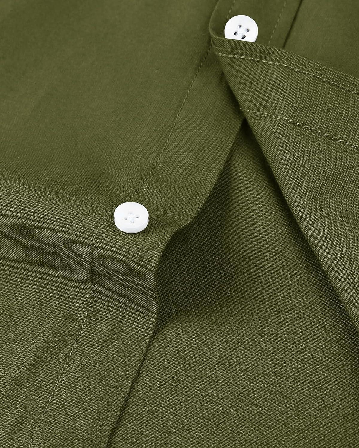 imageAlimens ampamp Gentle Mens Short Sleeve Oxford Shirt Regular Fit Button Down Collar Shirts with PocketArmy Green