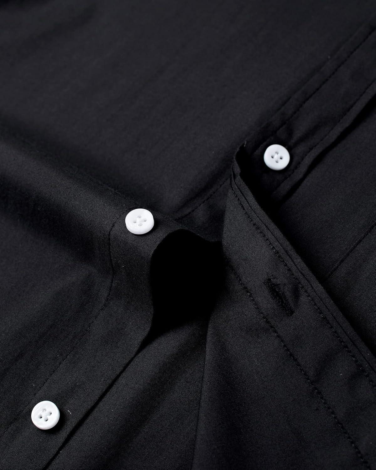 imageAlimens ampamp Gentle Mens Solid Oxford Shirt Long Sleeve Dress Shirt Work Casual Button Down Shirts with PocketBlack