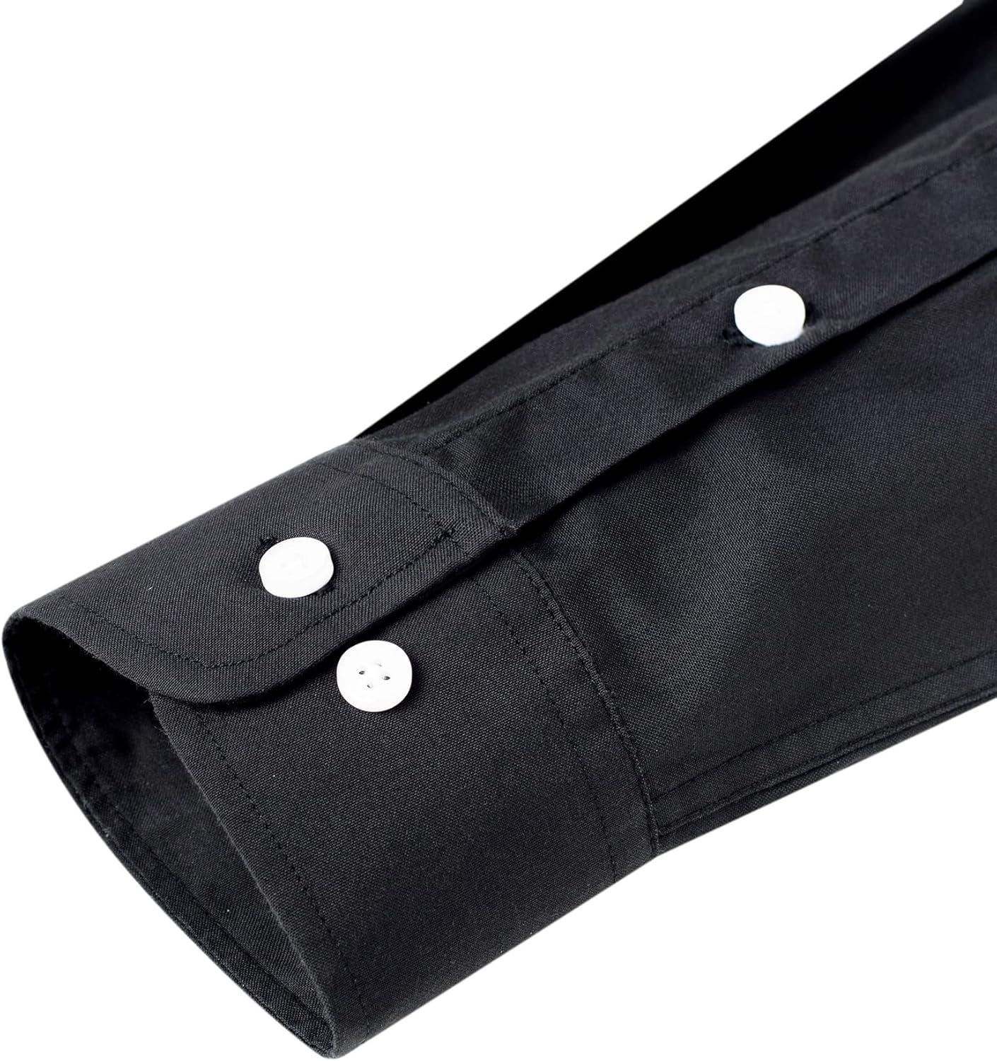 imageAlimens ampamp Gentle Mens Solid Oxford Shirt Long Sleeve Dress Shirt Work Casual Button Down Shirts with PocketBlack