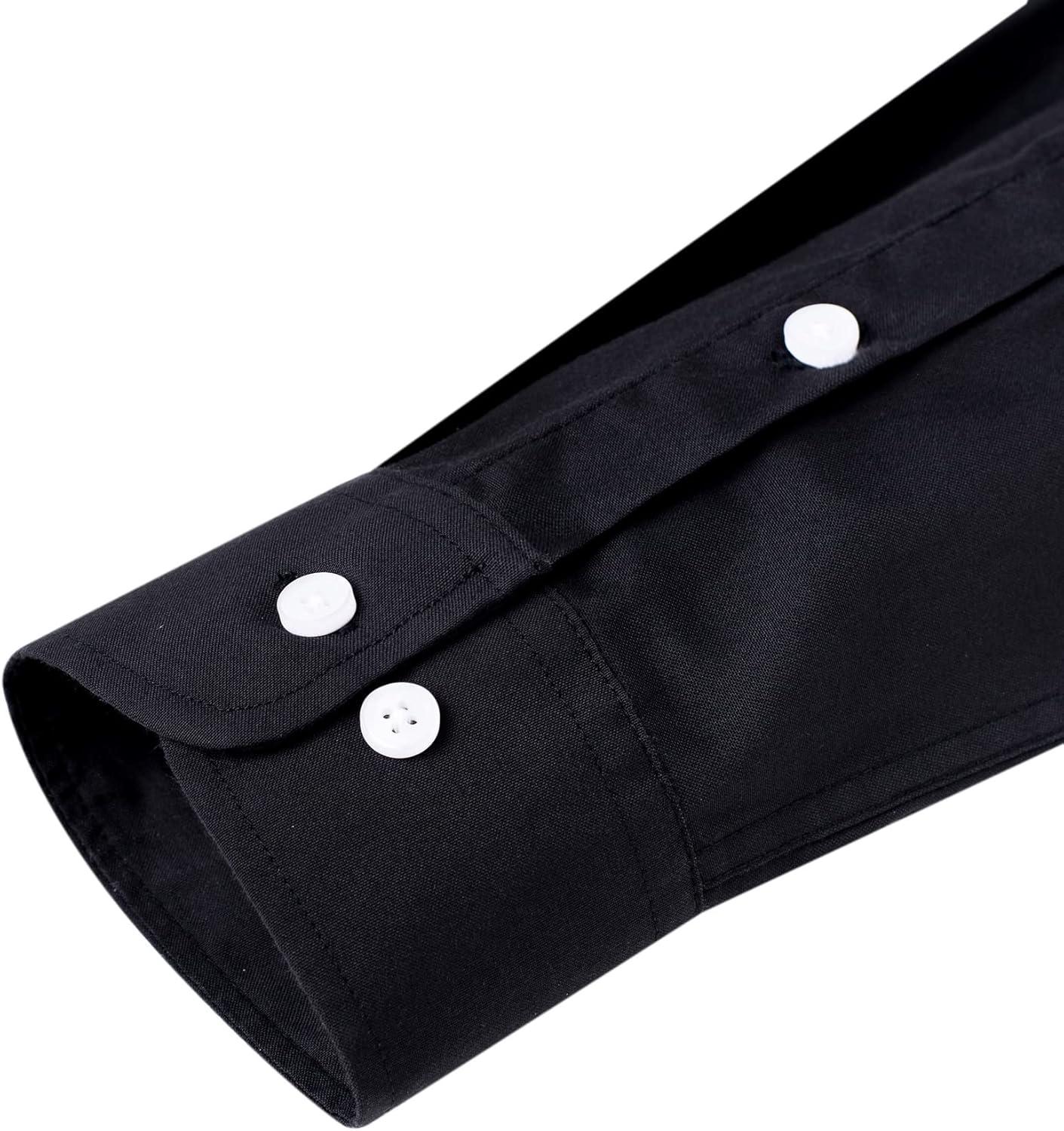 imageAlimens ampamp Gentle Mens Solid Oxford Shirt Long Sleeve Dress Shirt Work Casual Button Down Shirts with PocketBlack