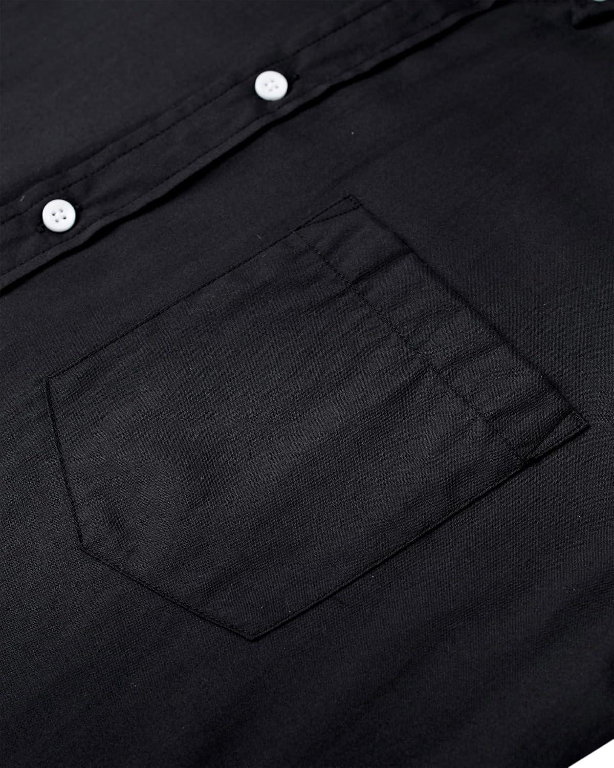 imageAlimens ampamp Gentle Mens Solid Oxford Shirt Long Sleeve Dress Shirt Work Casual Button Down Shirts with PocketBlack