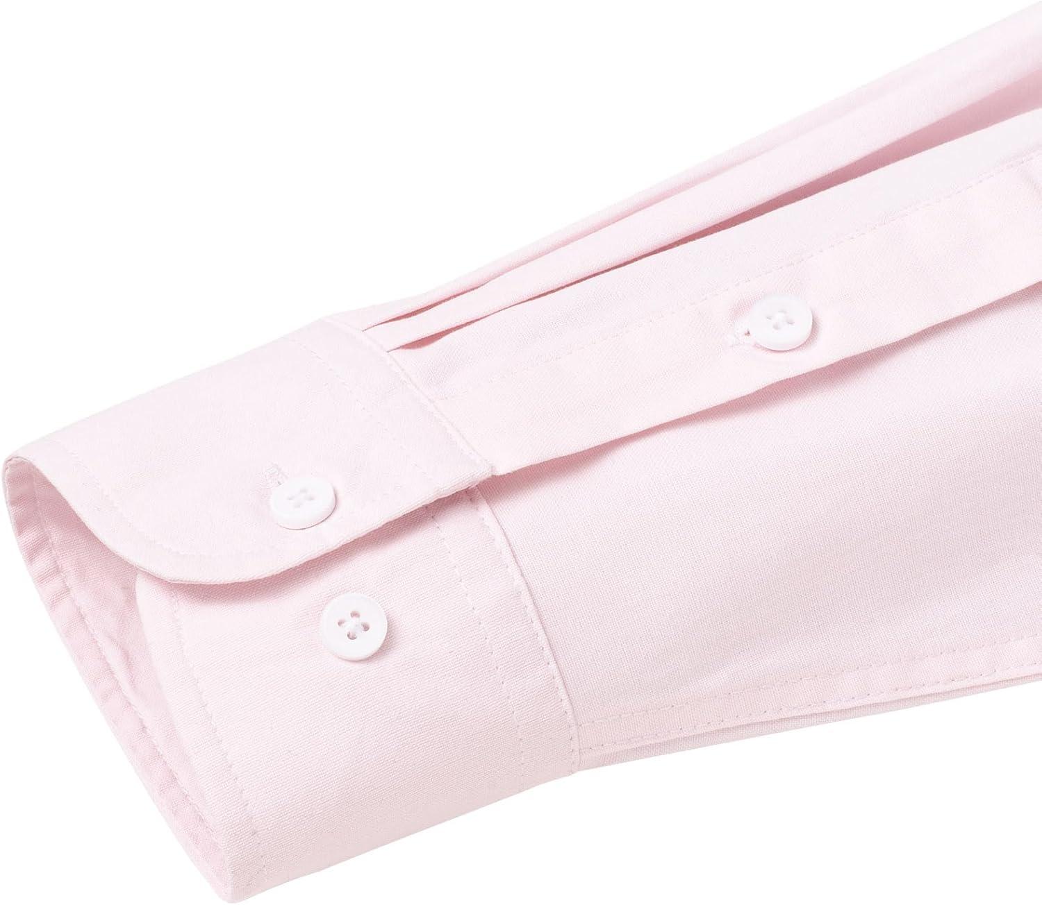 imageAlimens ampamp Gentle Mens Solid Oxford Shirt Long Sleeve Dress Shirt Work Casual Button Down Shirts with PocketLight Pink