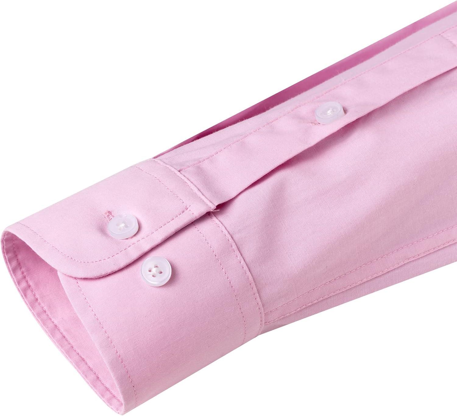imageAlimens ampamp Gentle Mens Solid Oxford Shirt Long Sleeve Dress Shirt Work Casual Button Down Shirts with PocketPink