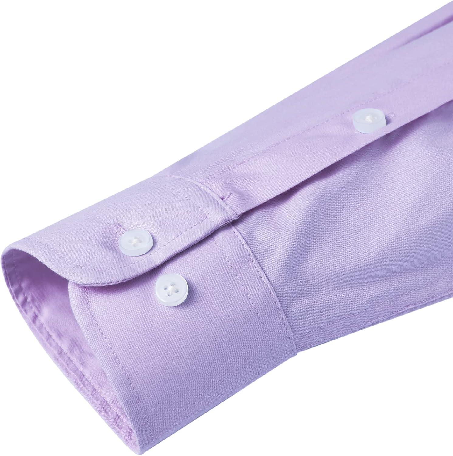 imageAlimens ampamp Gentle Mens Solid Oxford Shirt Long Sleeve Dress Shirt Work Casual Button Down Shirts with PocketPurple