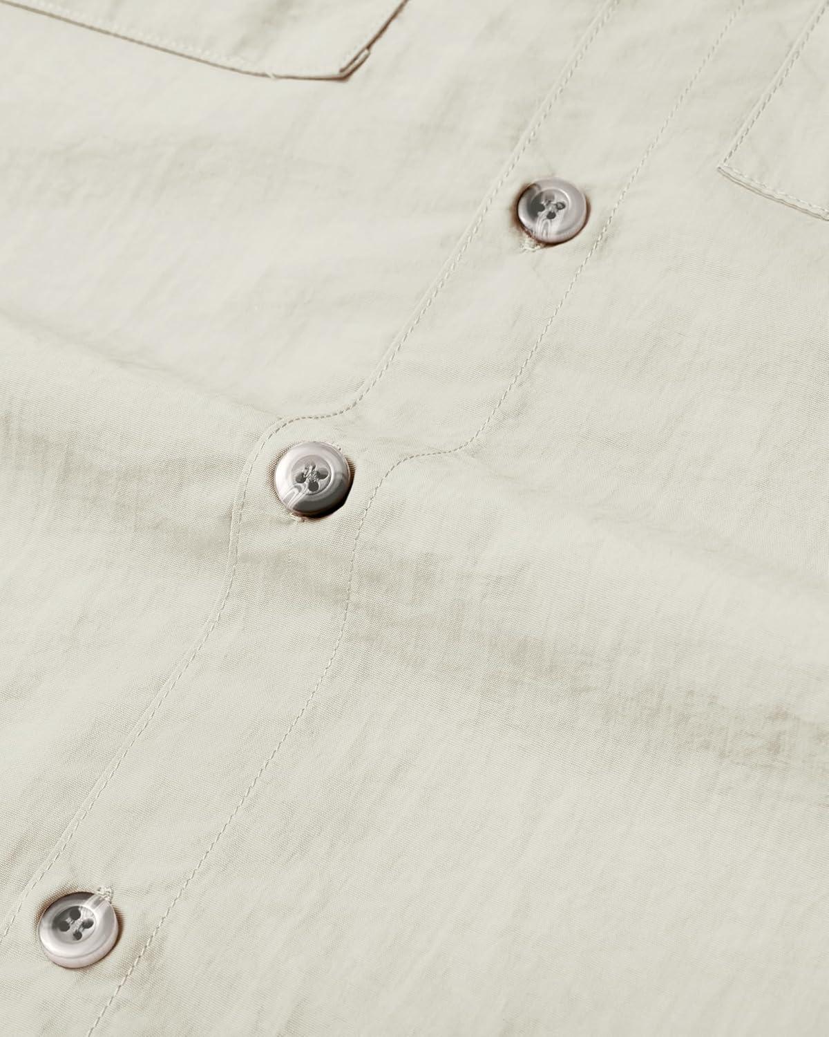 imageAlimens ampamp Gentle Short Sleeve Fishing Shirt Wicking Fabric Sun Protection Casual Button Down ShirtsBeige