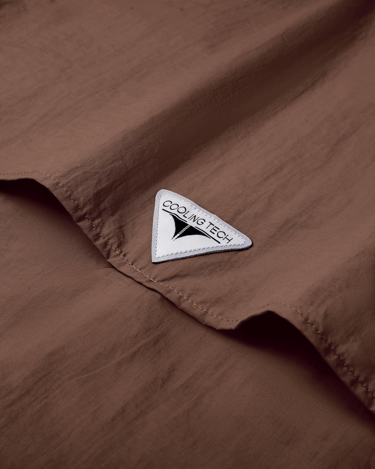 imageAlimens ampamp Gentle Short Sleeve Fishing Shirt Wicking Fabric Sun Protection Casual Button Down ShirtsBrown