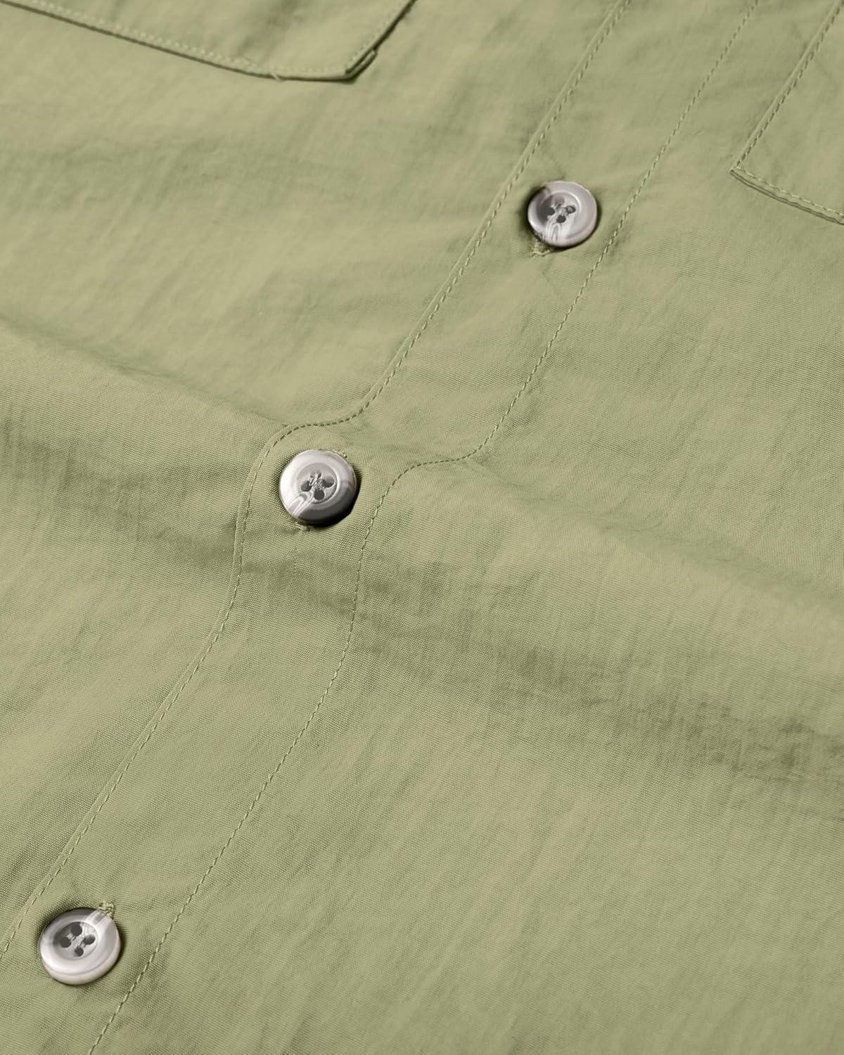 imageAlimens ampamp Gentle Short Sleeve Fishing Shirt Wicking Fabric Sun Protection Casual Button Down ShirtsKhaki Yellow