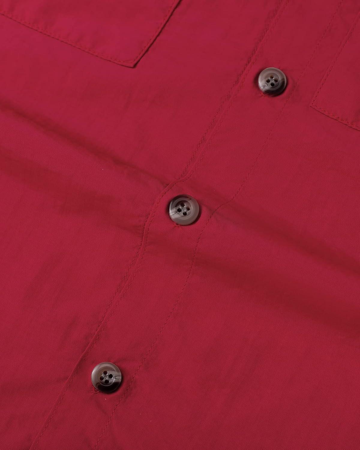 imageAlimens ampamp Gentle Short Sleeve Fishing Shirt Wicking Fabric Sun Protection Casual Button Down ShirtsRed