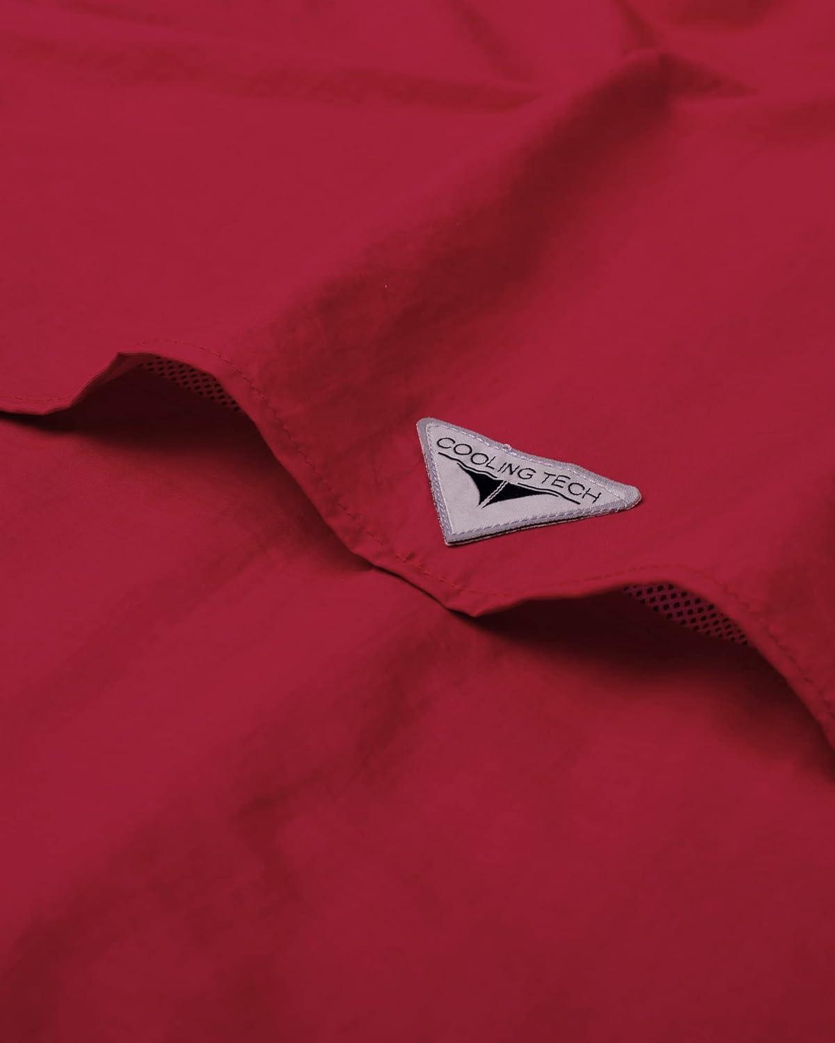 imageAlimens ampamp Gentle Short Sleeve Fishing Shirt Wicking Fabric Sun Protection Casual Button Down ShirtsRed