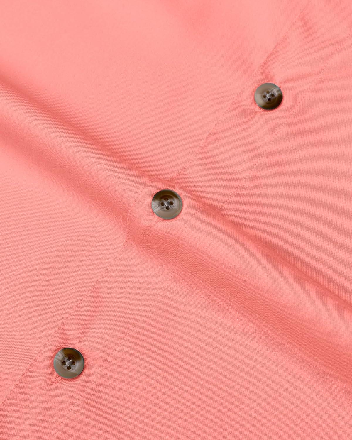 imageAlimens ampamp Gentle Short Sleeve Fishing Shirt Wicking Fabric Sun Protection Casual Button Down ShirtsSalmon Pink