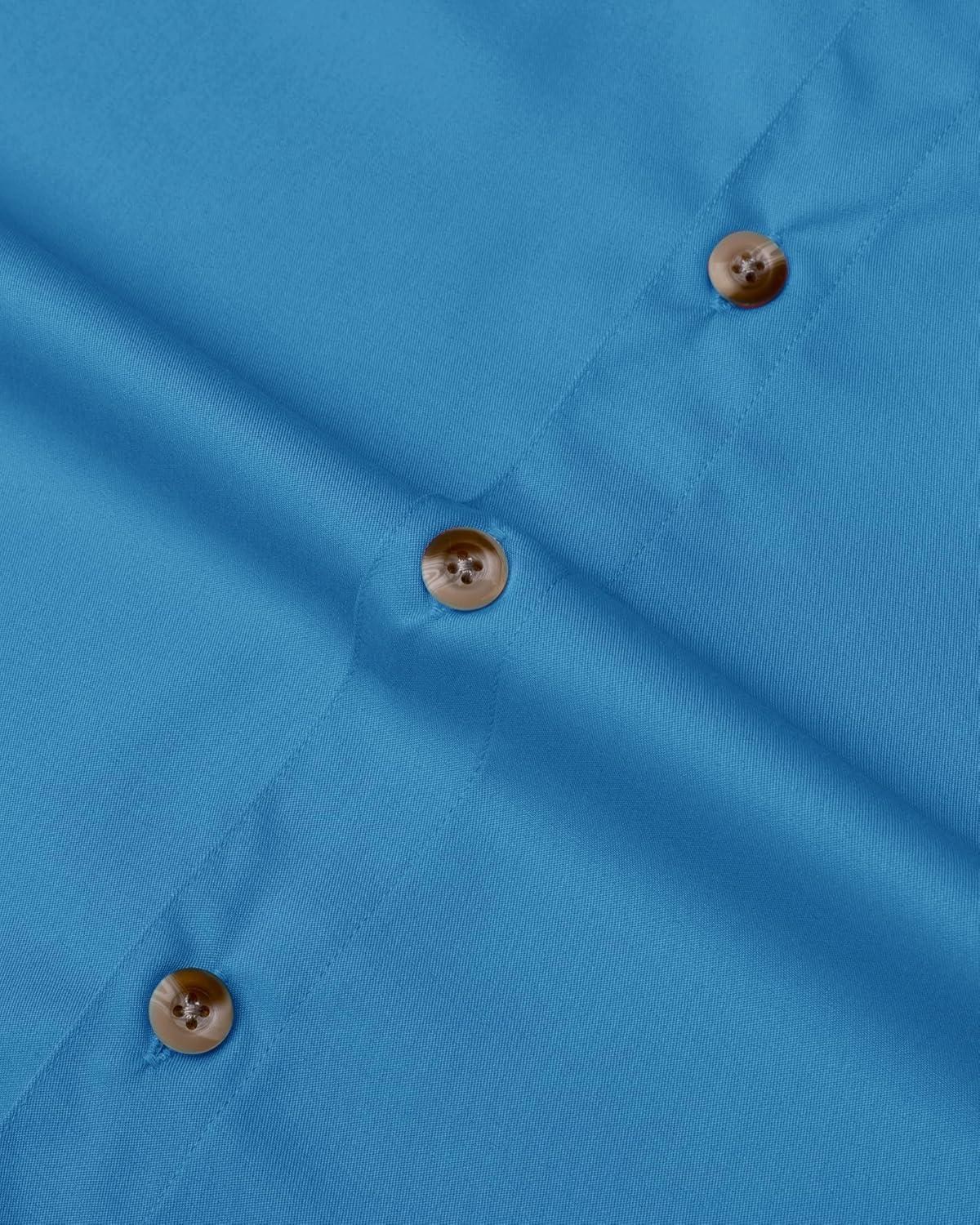 imageAlimens ampamp Gentle Short Sleeve Fishing Shirt Wicking Fabric Sun Protection Casual Button Down ShirtsTeal Blue
