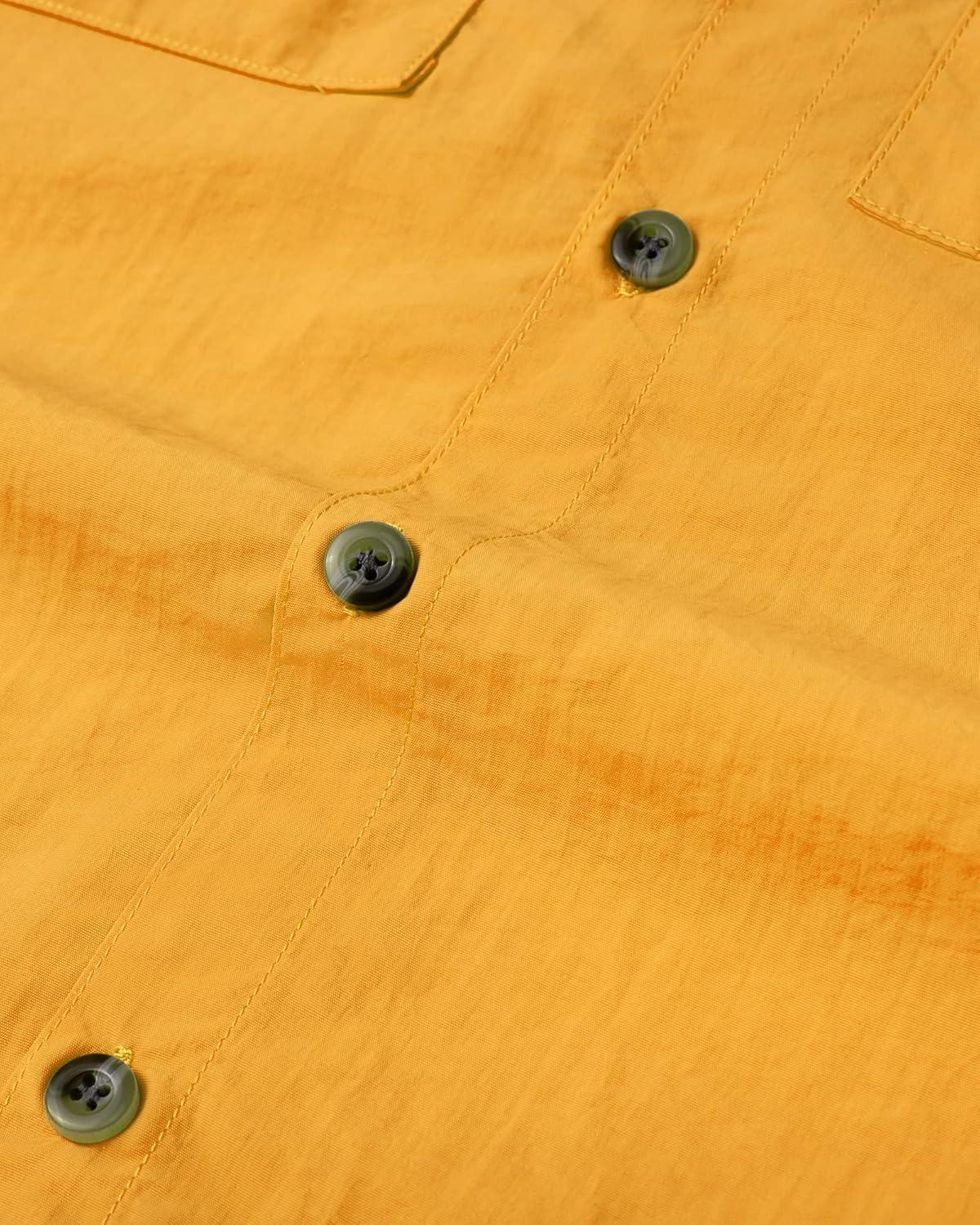 imageAlimens ampamp Gentle Short Sleeve Fishing Shirt Wicking Fabric Sun Protection Casual Button Down ShirtsYellow