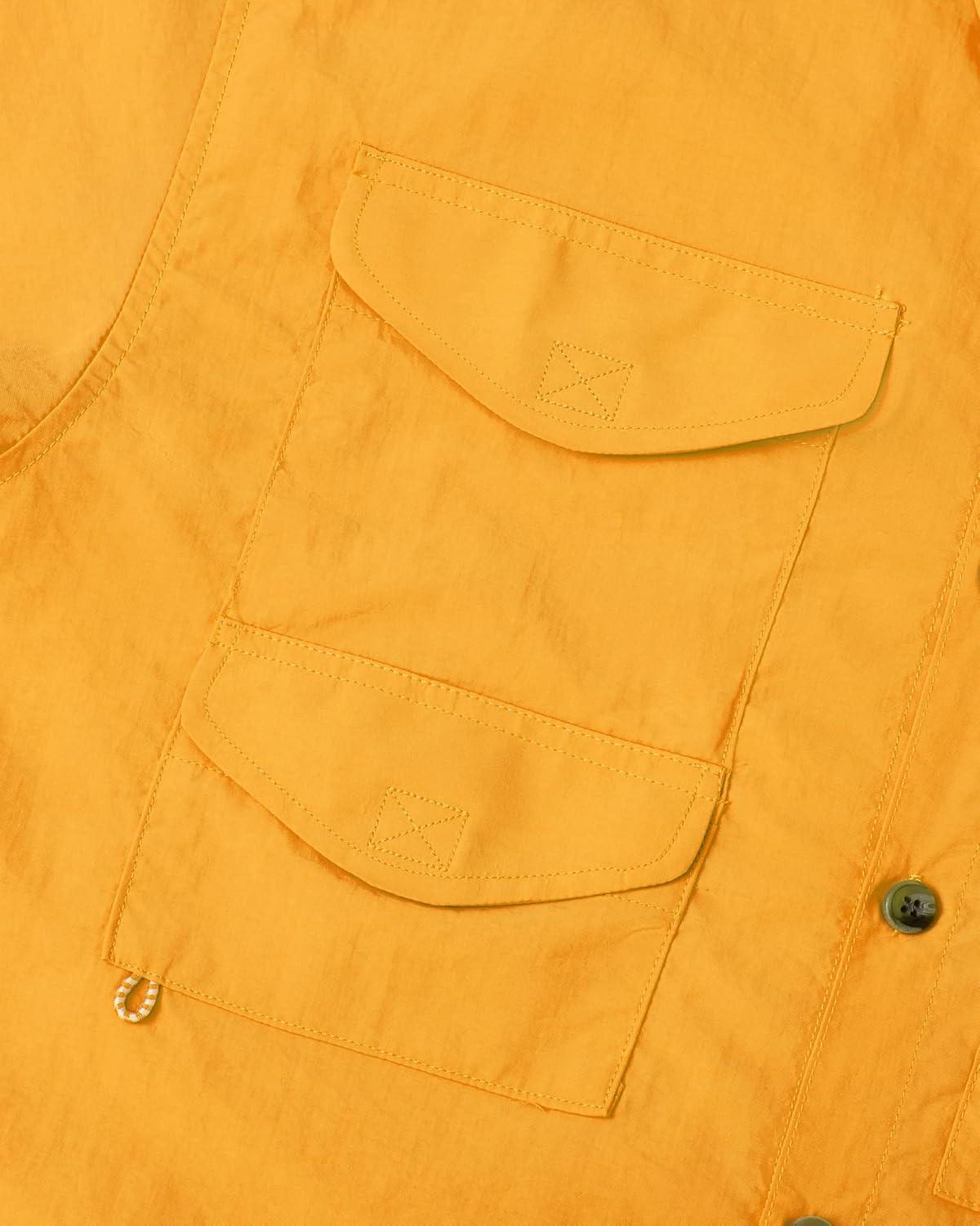 imageAlimens ampamp Gentle Short Sleeve Fishing Shirt Wicking Fabric Sun Protection Casual Button Down ShirtsYellow