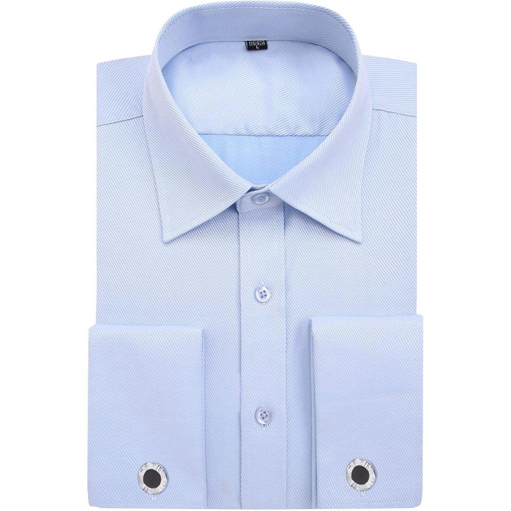 imageAlimens ampamp Gentle French Cuff Regular Fit Dress Shirts Cufflink IncludedBlue