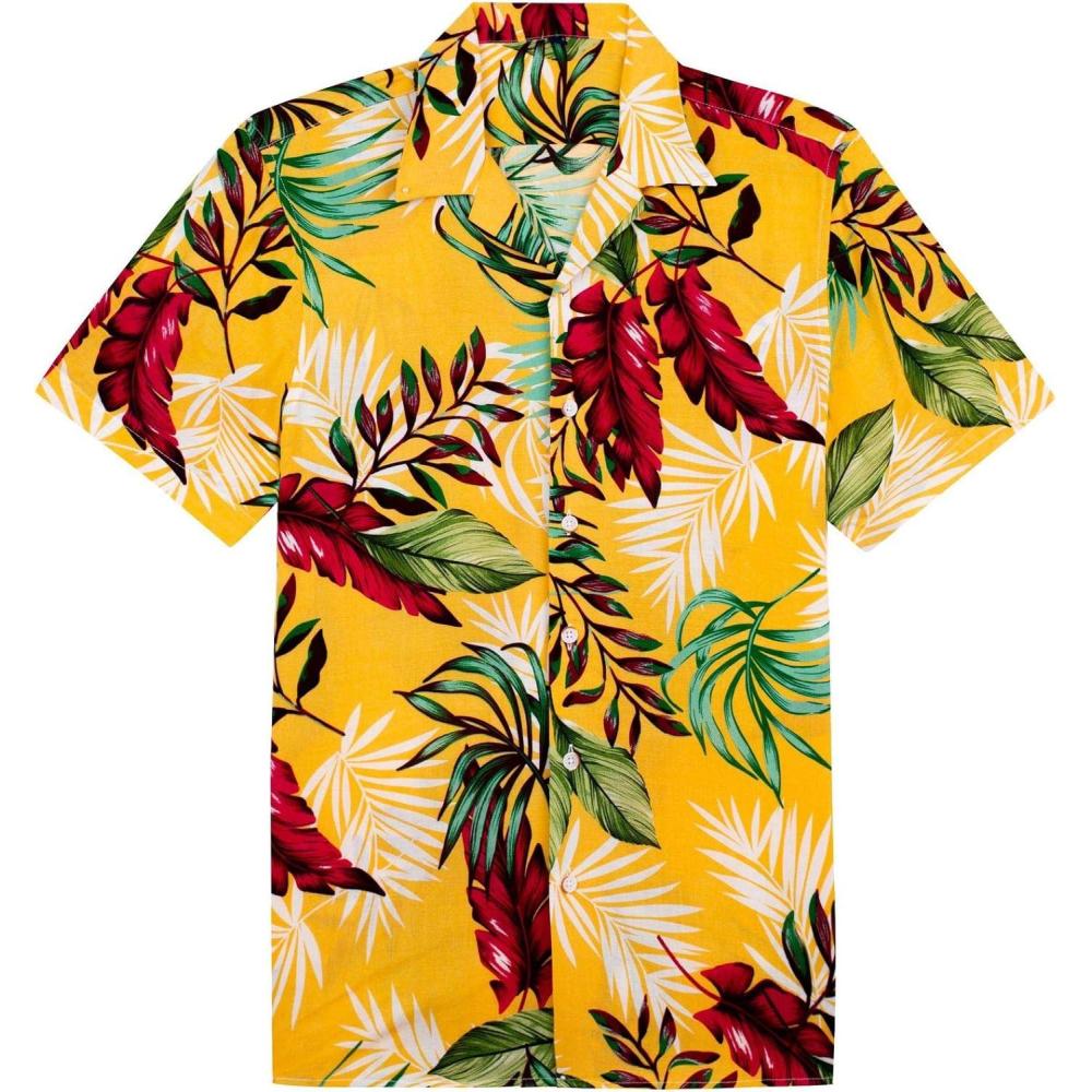imageAlimens ampamp Gentle Hawaiian Shirt for Men Summer Beach Casual Short Sleeve Button Down Shirts Printed Tropical Vacation Shirts1640